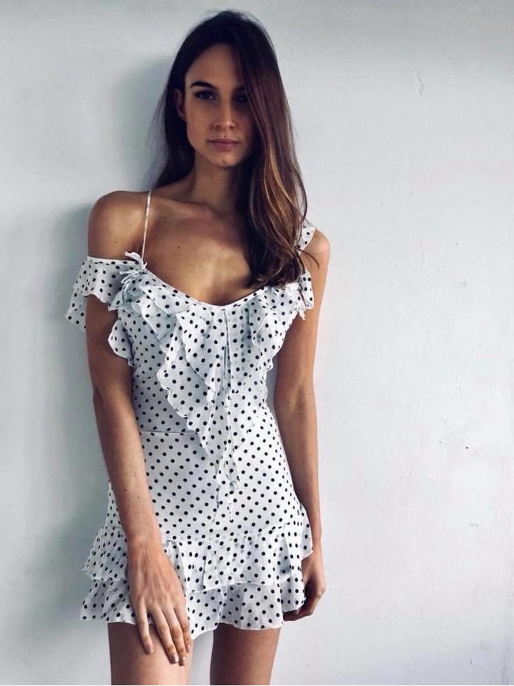 Rat & Boa Polka Dot Ruffle Mini Dress